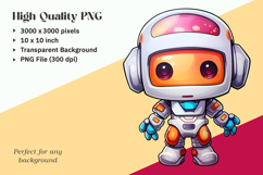 Cute Kawaii Robot Clipart PNG Bundle Product Image 3
