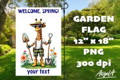 Welcome, Spring! Farmhouse Garden flag sublimation, giraffe Product Image 1