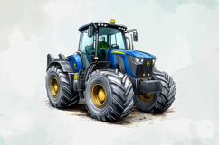 Watercolor Tractor Clipart PNG Set Product Image 4