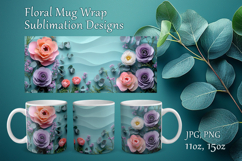 Floral Mug Design Sublimation, Paper Flowers Mug Cup Wrap Product Image 1