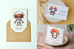 Cute Kawaii Robot Clipart PNG Bundle Product Image 5