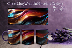 Glitter Mug Sublimation|Gold Pink Blue Waves Design Cup Wrap Product Image 1