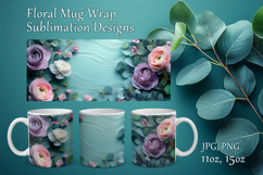 Floral Mug Design Sublimation, Paper Flowers Mug Cup Wrap Product Image 1