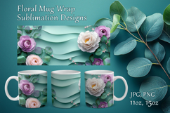 Floral Mug Design Sublimation, Paper Flowers Mug Cup Wrap Product Image 1