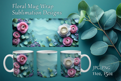 Floral Mug Design Sublimation, Paper Flowers Mug Cup Wrap Product Image 1