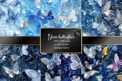 Glass butterflies 12 JPG Seamless pattern Product Image 1