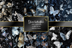 Glass butterflies 12 JPG Seamless pattern Product Image 1
