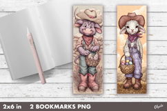 Western Easter Bookmark, Retro Animal Bookmark PNG Product Image 1