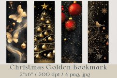 Christmas Golden Bookmarks Kit , 4 png, jpg Product Image 1