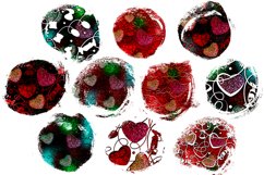 Glitter Sublimation Round Background Bundle/Glitter, Hearts  Round shiny multicolored spots with hearts are perfect for Christmas, Valentine&#039;s Day and just like that. Printing on mugs, pillows, clothes. Suitable for scrapbooking and digital design.  Inser