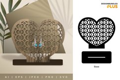 Circle Rattan Heart 3D Stand Base Earring Display Lasercut Product Image 1