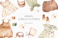 Watercolor Girls Clothes Cipart Product Image 1