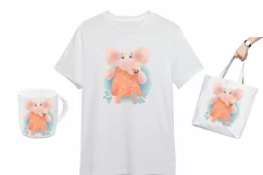 Watercolor elephant girl - sublimation design png Product Image 2