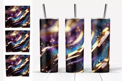 Glitter Tumbler Sublimation. Golden Stripes Tumbler PNG Product Image 2