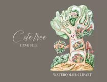 Watercolor cute nursery tree clipart. Cute illustration Product Image 4