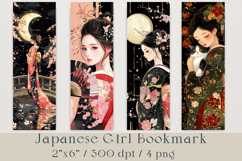 Japanese Girl Bookmarks Bundle, 4 png Product Image 1