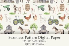 Watercolor Goat Farm Seamless Pattern Product Image 1