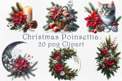 Christmas Poinsettia Clipart Set, 20 png Product Image 1