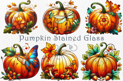 Pumpkin Stained Glass Clipart 25 png Product Image 1