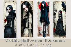 Gothic Halloween Girl Bookmarks, 4 png Product Image 1