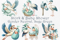 Stork and Baby Shower Set, 15 png Product Image 1