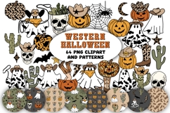 Western Halloween Clipart Set Fall Cowboy Ghosts Pumpkins Product Image 1