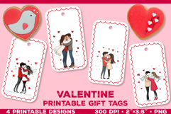 Printable Gift Tags with Cute Couple. Valentine gift tags Product Image 1