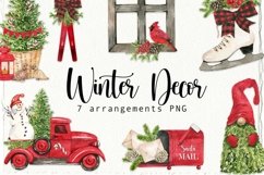 Watercolor Winter Arrangement Clipart Product Image 1