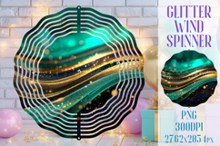 Glitter Wind Spinner Sublimation. Emerald Gold Waves Spinner Product Image 1