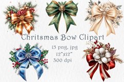 Christmas Bow Ribbon Ckipart, Kit of 15 png, jpg Product Image 1