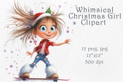 Christmas Whimsical Girl Clipart, 12 png, jpg Product Image 1