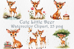 Cute Baby Deer Clipart Bundle, 25 png Product Image 1