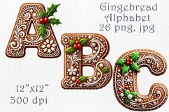 Christmas Gingerbread Alphabet Letters Clipart, 26 png, jpg Product Image 1