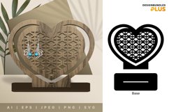 Rattan Heart 3D Stand Base Earring Display Lasercut Product Image 1