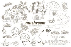 Cute Mushroom Coloring Digital Art - Cute Clipart Product Image 1