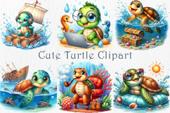 Cute Turtle Clipart, 30 png Product Image 1