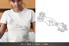 Baby Hold Mom's Finger with Flowers Single Line Design Product Image 1