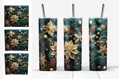 Tumbler Skinny Sublimation. Christmas Flowers Design Tumbler Product Image 2