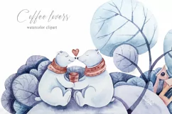 Christmas love sublimation. Watercolor polar bears clipart Product Image 1