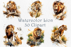 Watercolor Lion Clipart Set, 30 png Product Image 1