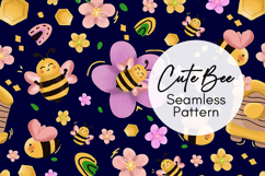 Cute Bee Seamless Pattern PNG Product Image 1