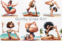 Quirky Yoga Girl Clipart Bundle, 23 png Product Image 1