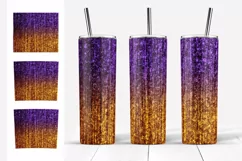 Glitter Tumbler Sublimation. Purple Gold Tumbler Designs PNG Product Image 4