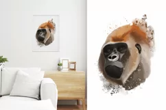 Watercolor gorilla painting, animal print art, sublimation Product Image 2