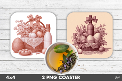 Festive Easter Basket Coaster Sublimation PNG Product Image 1