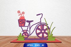 Bicycle with Flower Basket 3D Desk Decoration SVG Laser Cut Product Image 1