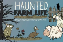 Haunted Farm Life| 8 Creepy Halloween Farm PNG Clipart Pack Product Image 1