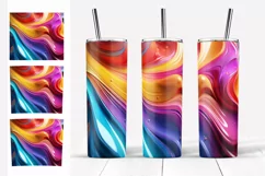 Tumbler Skinny Sublimation. Colorful Liquid Paints Tumbler Product Image 2
