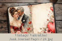 Vintage Valentine Junk Journal Pages, 24 jpg Product Image 1