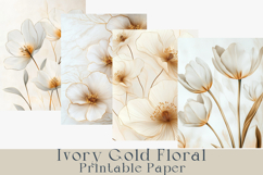 Ivory Gold Floral Backgrounds, 20 jpg Product Image 1